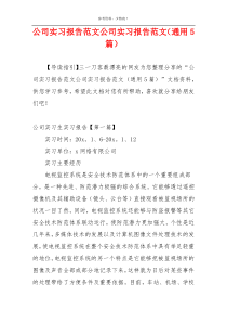 公司实习报告范文公司实习报告范文（通用5篇）