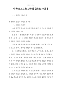 中考语文总复习计划【热选10篇】