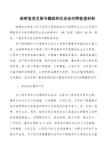 政研室党支部专题组织生活会对照检查材料