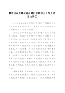 督导组在主题教育问题剖析检视会上的点评总结讲话