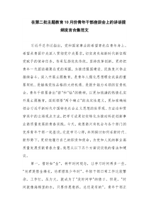 在第二批主题教育10月份青年干部座谈会上的讲话提纲发言合集范文