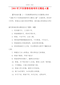 [800字]不负青春的高考作文精选4篇