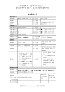 规划预算和其它管理人员岗位说明书