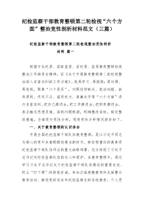 纪检监察干部教育整顿第二轮检视“六个方面”整治党性剖析材料范文（三篇）