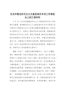 在全市整治形式主义为基层减负专项工作推进会上的汇报材料