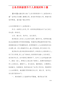 公务员职级晋升个人表现材料3篇