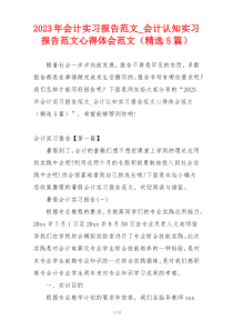 2023年会计实习报告范文_会计认知实习报告范文心得体会范文（精选5篇）