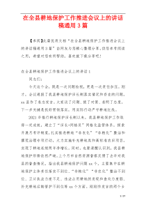 在全县耕地保护工作推进会议上的讲话稿通用3篇