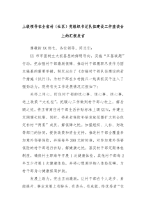 上级领导在全省村社区党组织书记队伍建设工作座谈会上的汇报发言