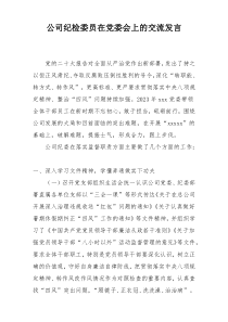 公司纪检委员在党委会上的交流发言