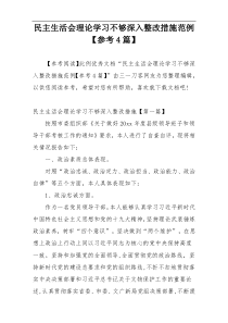 民主生活会理论学习不够深入整改措施范例【参考4篇】