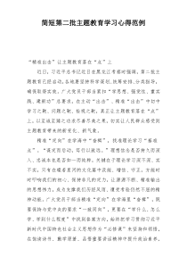 简短第二批主题教育学习心得范例