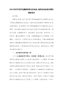 2023年关于召开主题教育民主生活会、组织生活会有关情况报告范文