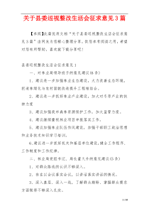 关于县委巡视整改生活会征求意见3篇