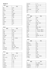 苏教版四年级上册英语单词表