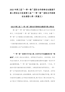 2023年第三届“一带一路”国际合作高峰论坛隆重开幕心得体会与收看第三届“一带一路”国际合作高峰