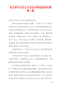 党支部书记民主生活会对照检查材料集聚5篇