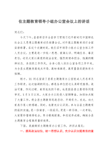 在主题教育领导小组办公室会议上的讲话