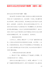 组织生活会党员承诺书集聚（通用4篇）