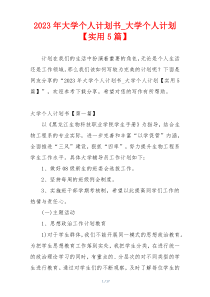 2023年大学个人计划书_大学个人计划【实用5篇】