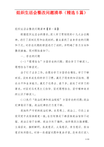 组织生活会整改问题清单（精选5篇）