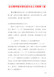 会议精神落实情况报告怎么写集聚5篇