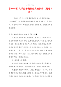 [3000字]大学生暑期社会实践报告（精选5篇）