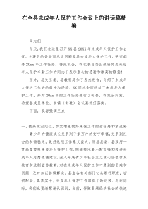 在全县未成年人保护工作会议上的讲话稿精编