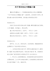 关于项目协议书精编5篇