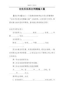 合伙买东西合同精编5篇