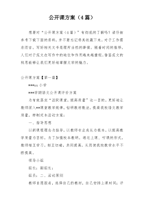 公开课方案（4篇）