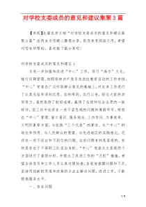 对学校支委成员的意见和建议集聚3篇