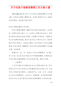 关于纪检干部教育整顿工作方案3篇