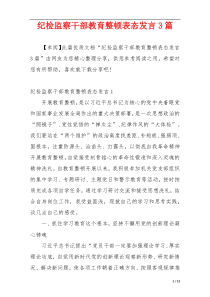 纪检监察干部教育整顿表态发言3篇