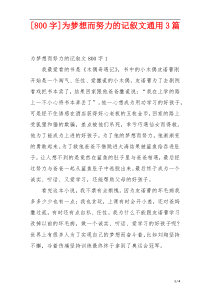 [800字]为梦想而努力的记叙文通用3篇