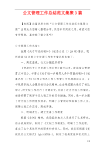 公文管理工作总结范文集聚3篇