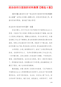 政治信仰方面剖析材料集聚【精选8篇】