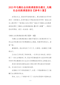 2023年毛概社会实践调查报告题目_毛概社会实践调查报告【参考5篇】