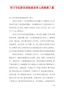 学习守纪律讲规矩做表率心得集聚3篇