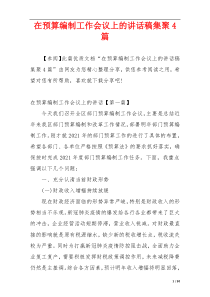 在预算编制工作会议上的讲话稿集聚4篇