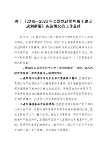 关于《2019—2023年全国党政领导班子建设规划纲要》实施情况的工作总结