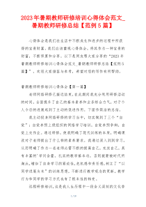 2023年暑期教师研修培训心得体会范文_暑期教师研修总结【范例5篇】