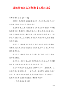 思想品德怎么写集聚【汇编5篇】