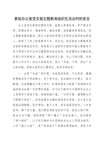 参加办公室党支部主题教育组织生活会时的发言