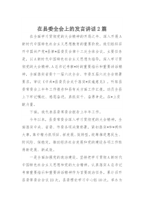 在县委全会上的发言讲话2篇