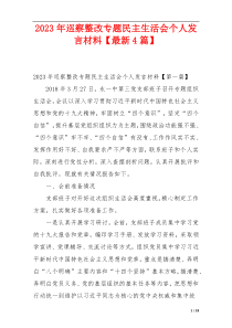 2023年巡察整改专题民主生活会个人发言材料【最新4篇】