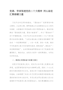 党课：学深悟透党的二十大精神 同心奋进汇聚磅礴力量