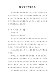 综合学习计划5篇