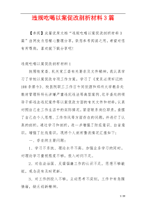 违规吃喝以案促改剖析材料3篇