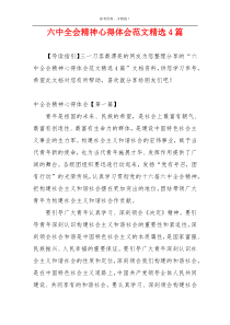 六中全会精神心得体会范文精选4篇